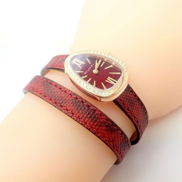 Bulgari 18k Rose Gold Diamond Tubogas Red Serpenti Snake Watch + Band + Tool main image 10